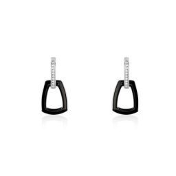 Boucles D'oreilles Pendantes Ezra Argent Blanc Céramique Et Oxyde