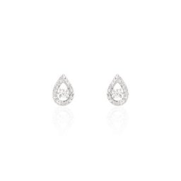 Boucles D'oreilles Puces Domitia Or Blanc Diamant