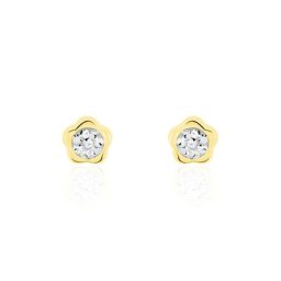Boucles D'oreilles Puces Eleanor Fleur 0 Or Jaune Strass