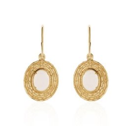 Boucles D'oreilles Pendantes Linna Plaqué Or Jaune Pierre De Lune