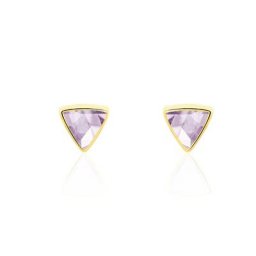 Boucles D'oreilles Puces Juliete Or Jaune Amethyste