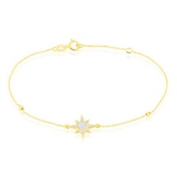 Bracelet Terry Or Jaune Calcedoine Et Oxyde De Zirconium
