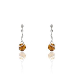 Boucles D'oreilles Pendantes Argent Blanc Ferima Ambre