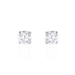 Boucles D'oreilles Puces Victoria Platine Blanc Diamant