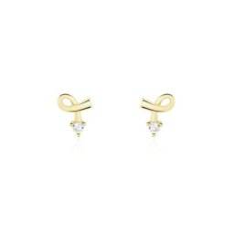 Boucles D'oreilles Puces Alvina Ruban Or Jaune Oxyde De Zirconium