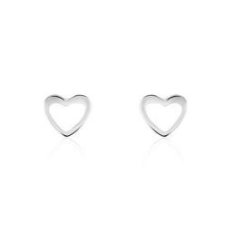 Boucles D'oreilles Puces Anne-maudae Coeurs Or Blanc
