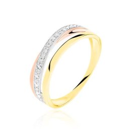 Bague Croisee Or Tricolore Diamant