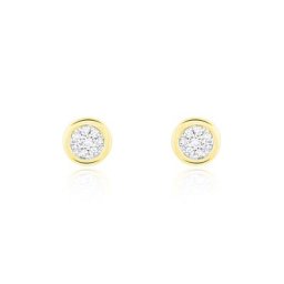 Boucles D'oreilles Puces Or Jaune Diamants