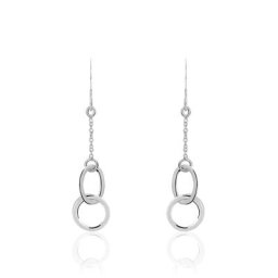 Boucles D'oreilles Pendantes Toi Et Moi Argent Blanc