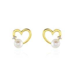 Boucles D'oreilles Puces Or Jaune Fergus Perle De Culture Oxyde
