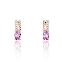 Boucles D'oreilles Pendantes Frannie Or Rose Amethyste Et Oxyde