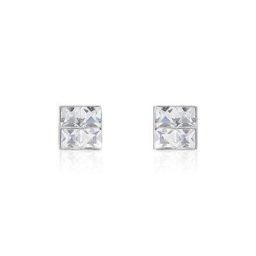 Boucles D'oreilles Puces Eve Argent Blanc Oxyde De Zirconium