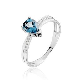Bague Teresa Or Blanc Topaze Et Diamant