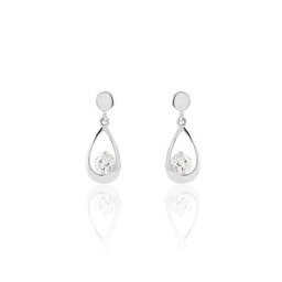 Boucles D'oreilles Pendantes Phaenna Or Blanc Oxyde De Zirconium