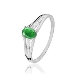 Bague Denise Or Blanc Emeraude Et Diamant