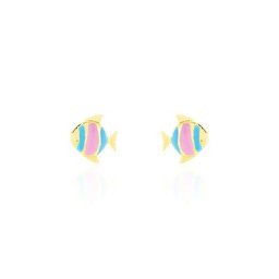 Boucles D'oreilles Puces Poisson Or Jaune