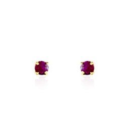 Boucles D'oreilles Puces Elea Serti Griffe Or Jaune Rubis