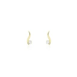 Boucles D'oreilles Puces Beryl Virgule Or Jaune Oxyde De Zirconium