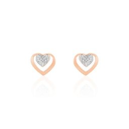 Boucles D'oreilles Puces Liana Or Rose Diamant