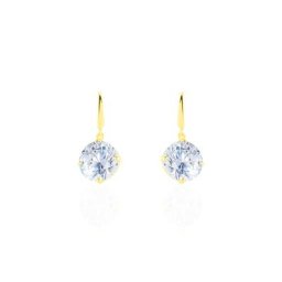Boucles D'oreilles Pendantes Oxyde Rond Or Jaune Oxyde De Zirconium