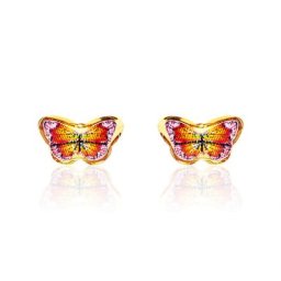 Boucles D'oreilles Puces Sulivia Papillon Or Jaune