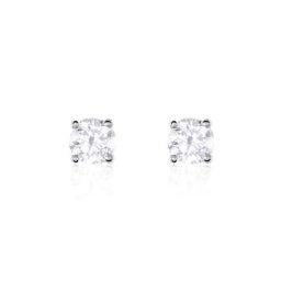 Boucles D'oreilles Puces Or Blanc Victoria Diamants