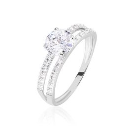 Bague Solitaire Cesarine Or Blanc Oxyde De Zirconium