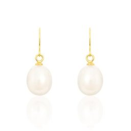 Boucles D'oreilles Pendantes Baroque Or Jaune Perle De Culture