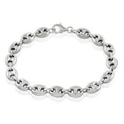 Bracelet Carrus Maille Grain De Cafe Argent Blanc