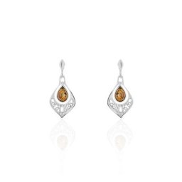Boucles D'oreilles Pendantes Doralyn Argent Blanc Ambre