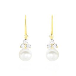 Boucles D'oreilles Pendantes Taissia Or Jaune Perle De Culture