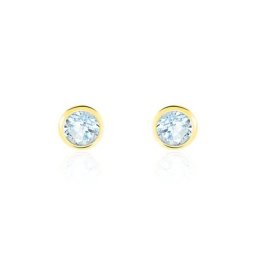 Boucles D'oreilles Puces Edy Serti Clos Or Jaune Topaze