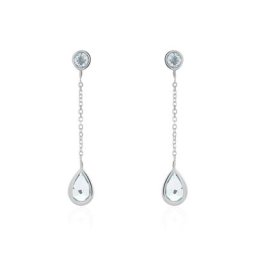 Boucles D'oreilles Pendantes Brenda Or Blanc Topaze