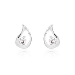 Boucles D'oreilles Puces Helie Goutte Or Blanc Oxyde De Zirconium