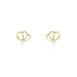 Boucles D'oreilles Puces Eleanor Fleur Or Jaune Oxyde De Zirconium