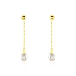 Boucles D'oreilles Pendantes Adriette Or Jaune Perle De Culture
