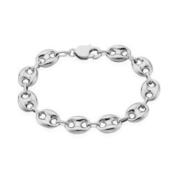 Bracelet Carrus Maille Grain De Cafe Argent Blanc