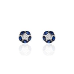Boucles D'oreilles Puces Milana Or Blanc Saphir Et Diamant