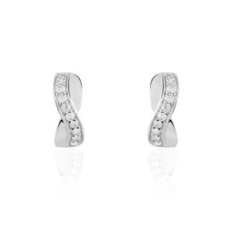 Boucles D'oreilles Puces Izefia Or Blanc Oxyde De Zirconium