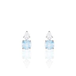 Boucles D'oreilles Puces Giana Or Blanc Topaze Et Oxyde De Zirconium