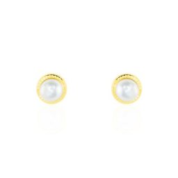 Boucles D'oreilles Puces Valliamee Diamante Or Jaune Perle De Culture