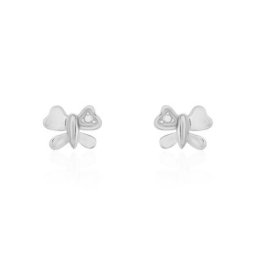 Boucles D'oreilles Puces Bartholomee Papillon Or Blanc