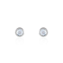 Boucles D'oreilles Puces Edy Serti Clos Or Blanc Topaze