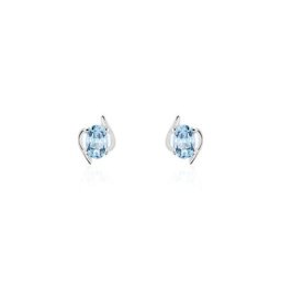 Boucles D'oreilles Puces Vrille Ovale Or Blanc Topaze