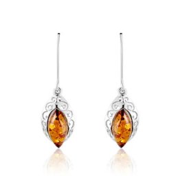 Boucles D'oreilles Argent Blanc Enya Ambre