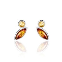Boucles D'oreilles Puces Sylvaincine Argent Blanc Ambre
