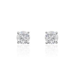 Boucles D'oreilles Puces Victoria Or Blanc Diamant