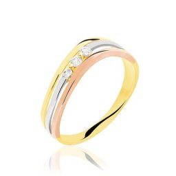 Bague Troyen Or Tricolore Diamant