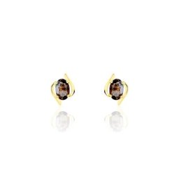 Boucles D'oreilles Puces Vrille Ovale Or Jaune Quartz