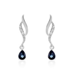 Boucles D'oreilles Puces Nolia Or Blanc Saphir Et Diamant